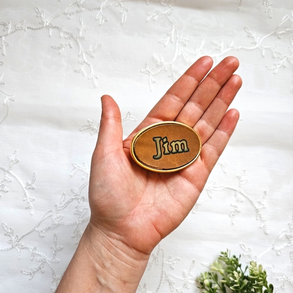 1970s Oden Inc. Brass/Bronze "Jim" Belt Buckle, Personalized Name, Made In USA - Picture 9 of 9